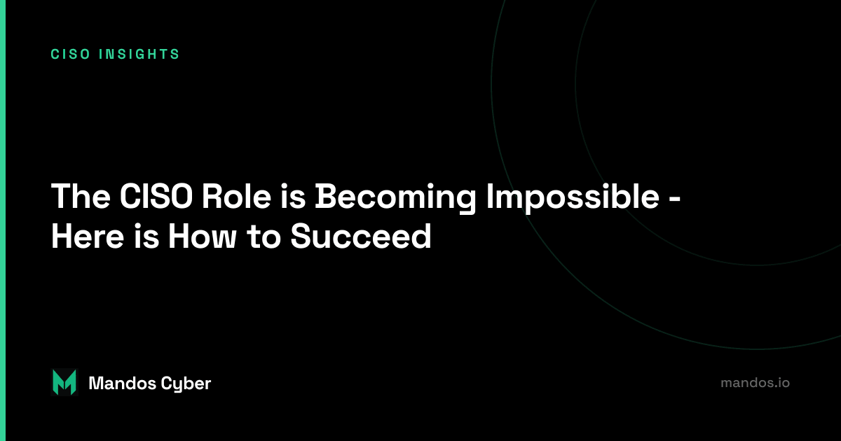The challenges of ciso role and how to succeed mandos nikoloz kokhreidze